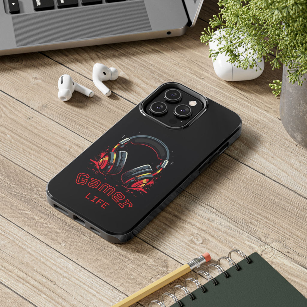 Gamer Life Tough Phone Case with Gamer Headset Design