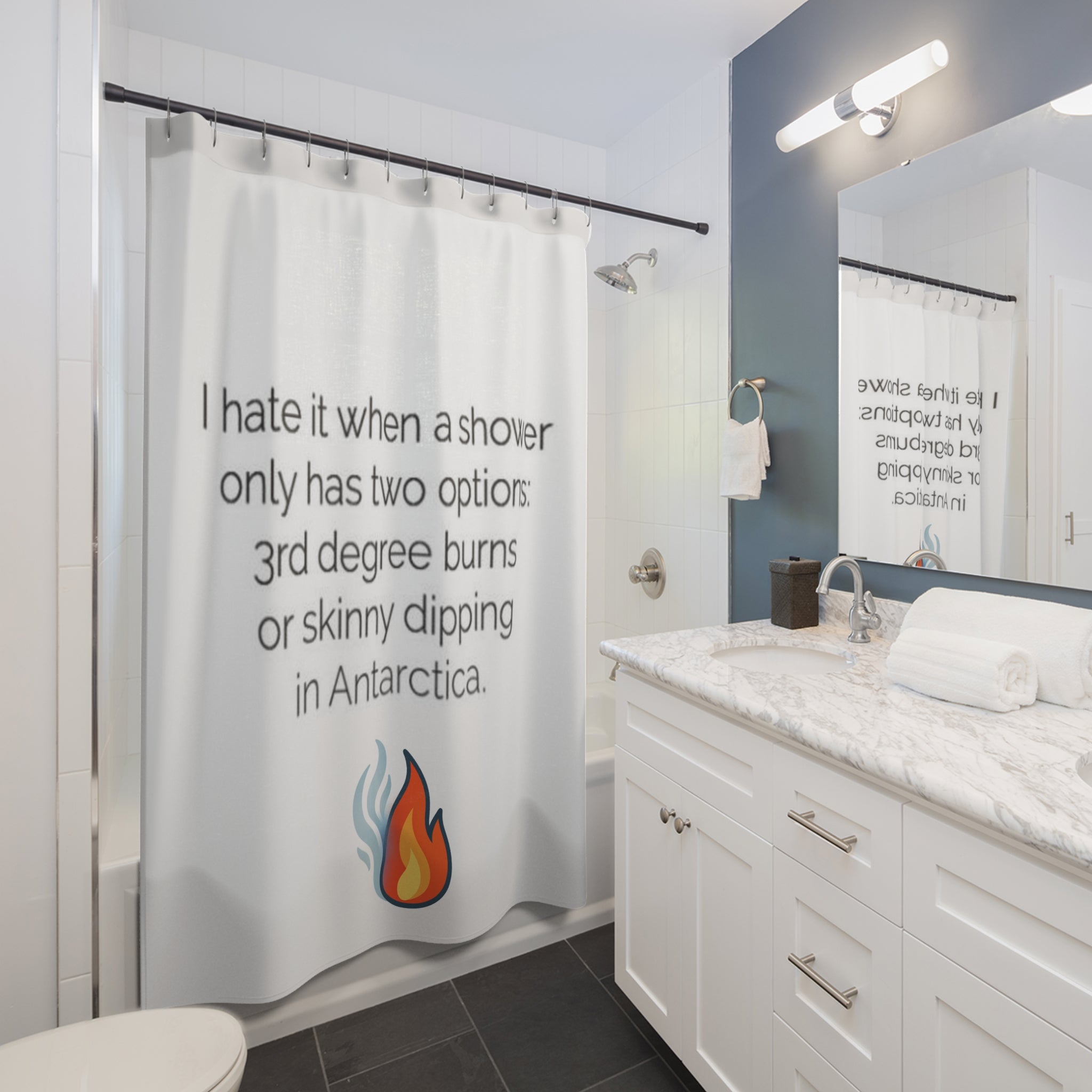 Funny Hot/Cold Shower Curtain - 3rd Degree Burns - Antarctica