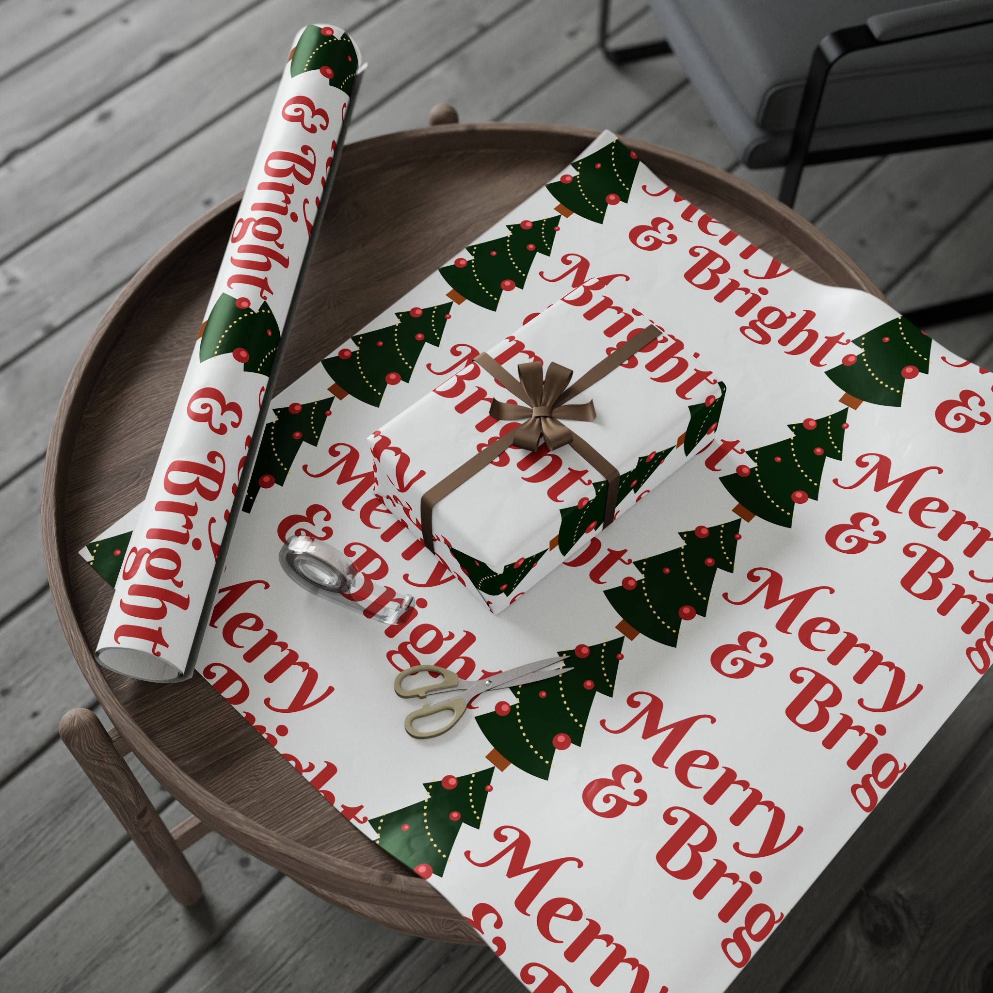 Festive Christmas Wrapping Paper with Merry Design