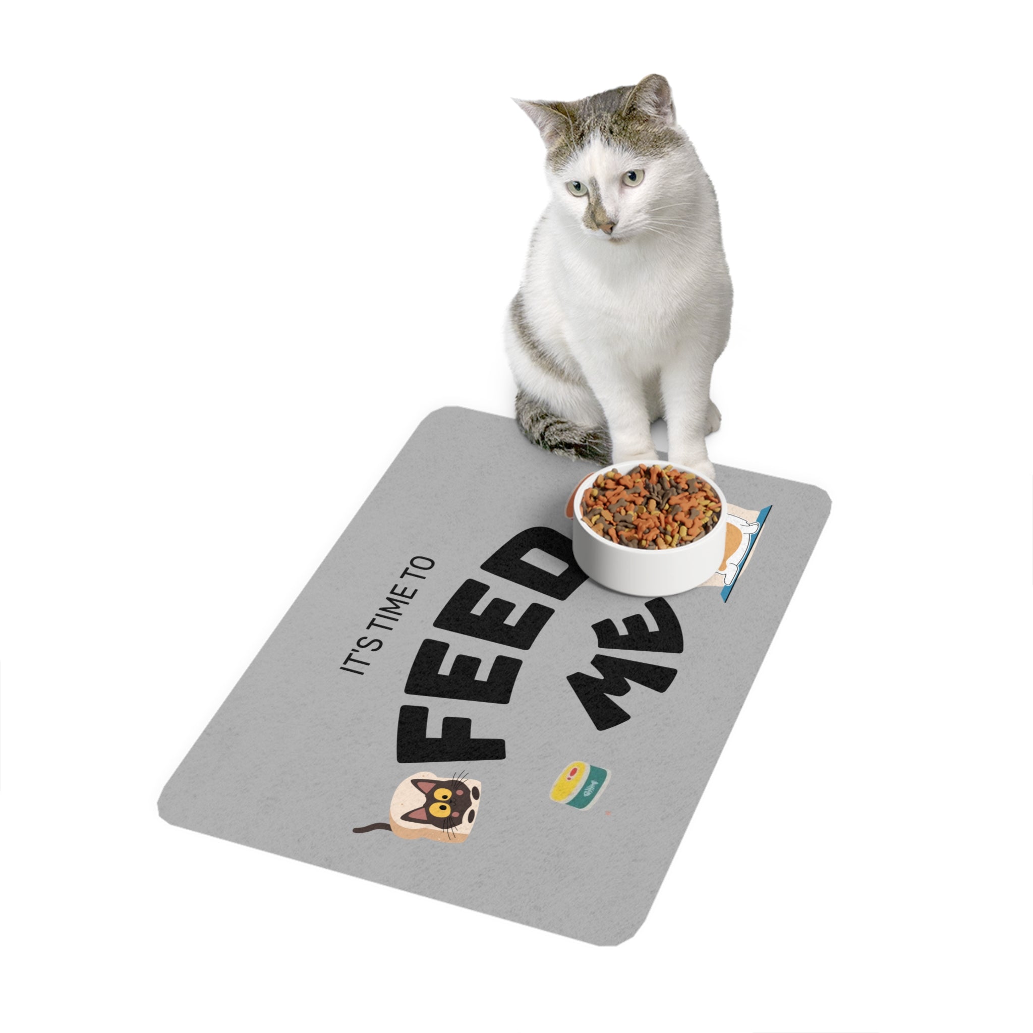 Pet Feeding Mat with 'Feed Me' Design