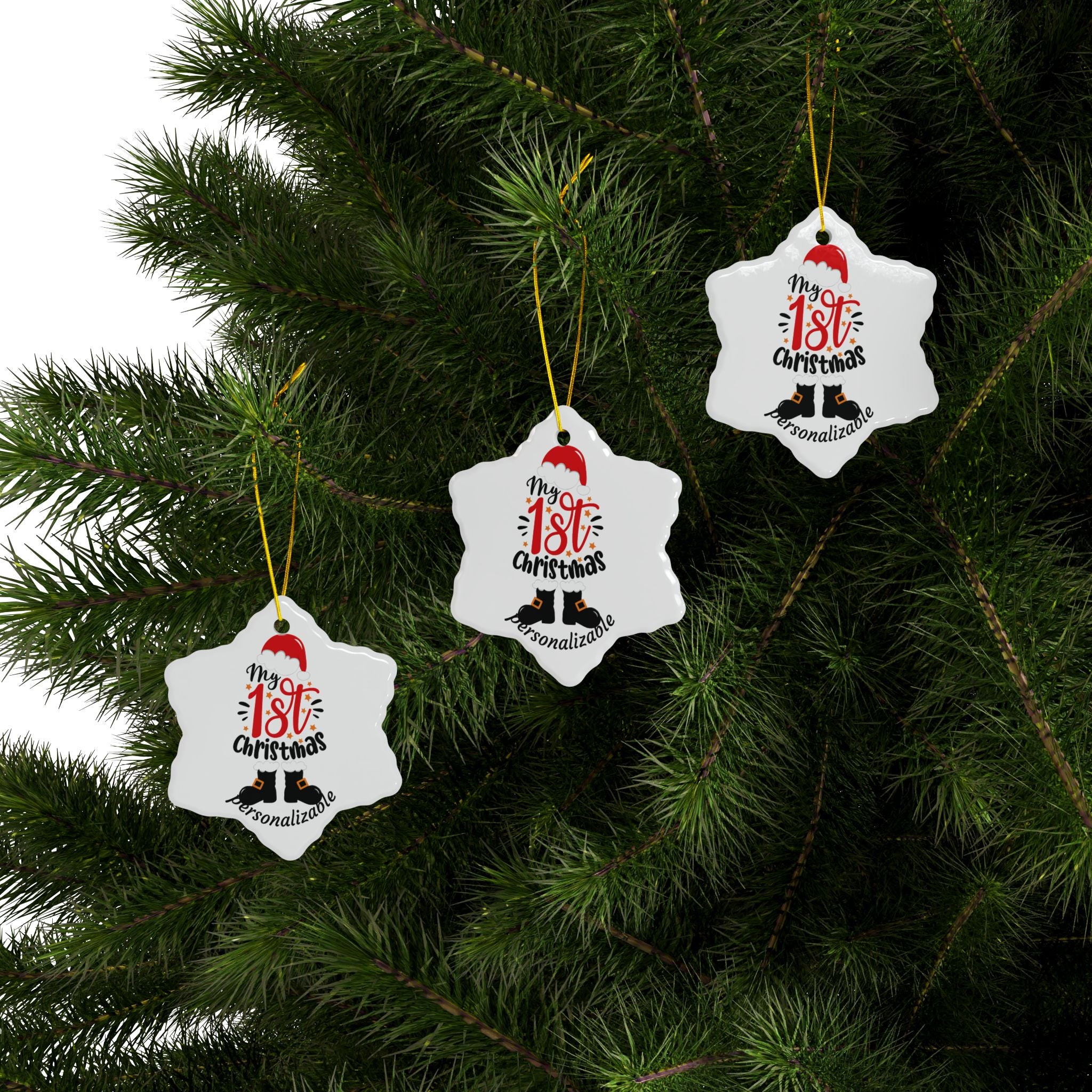 My 1st Christmas Ceramic Ornaments - 2-Sided Print (Multiple Pack Options)