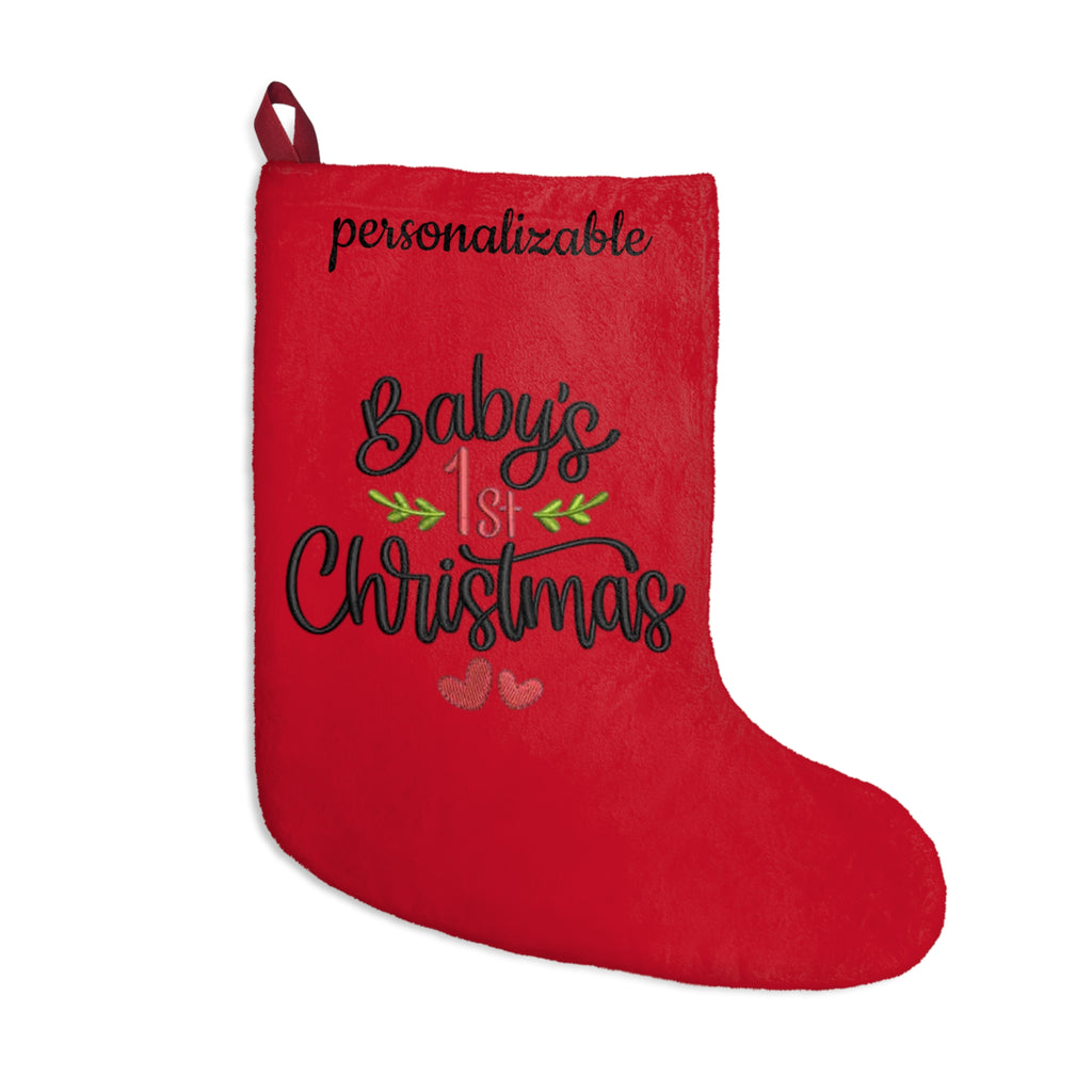 Baby's 1st Christmas Stocking - Festive Red Holiday Decor