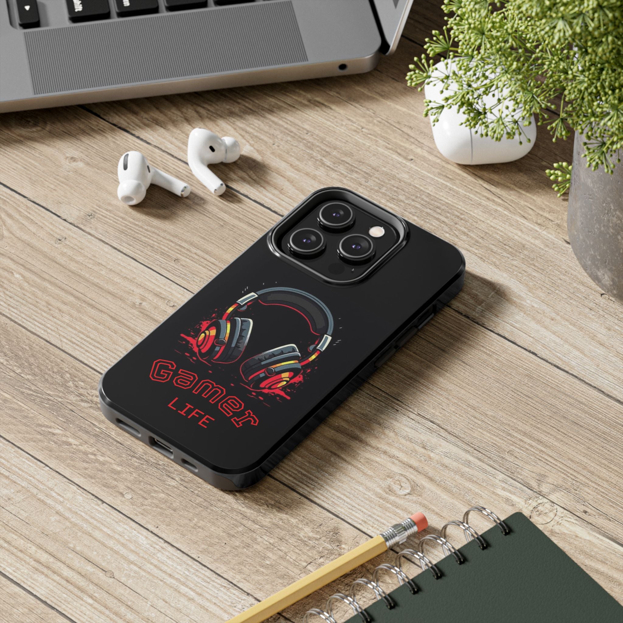 Gamer Life Tough Phone Case with Gamer Headset Design