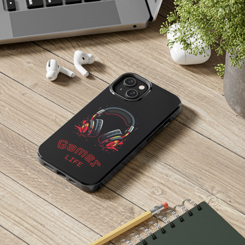Gamer Life Tough Phone Case with Gamer Headset Design