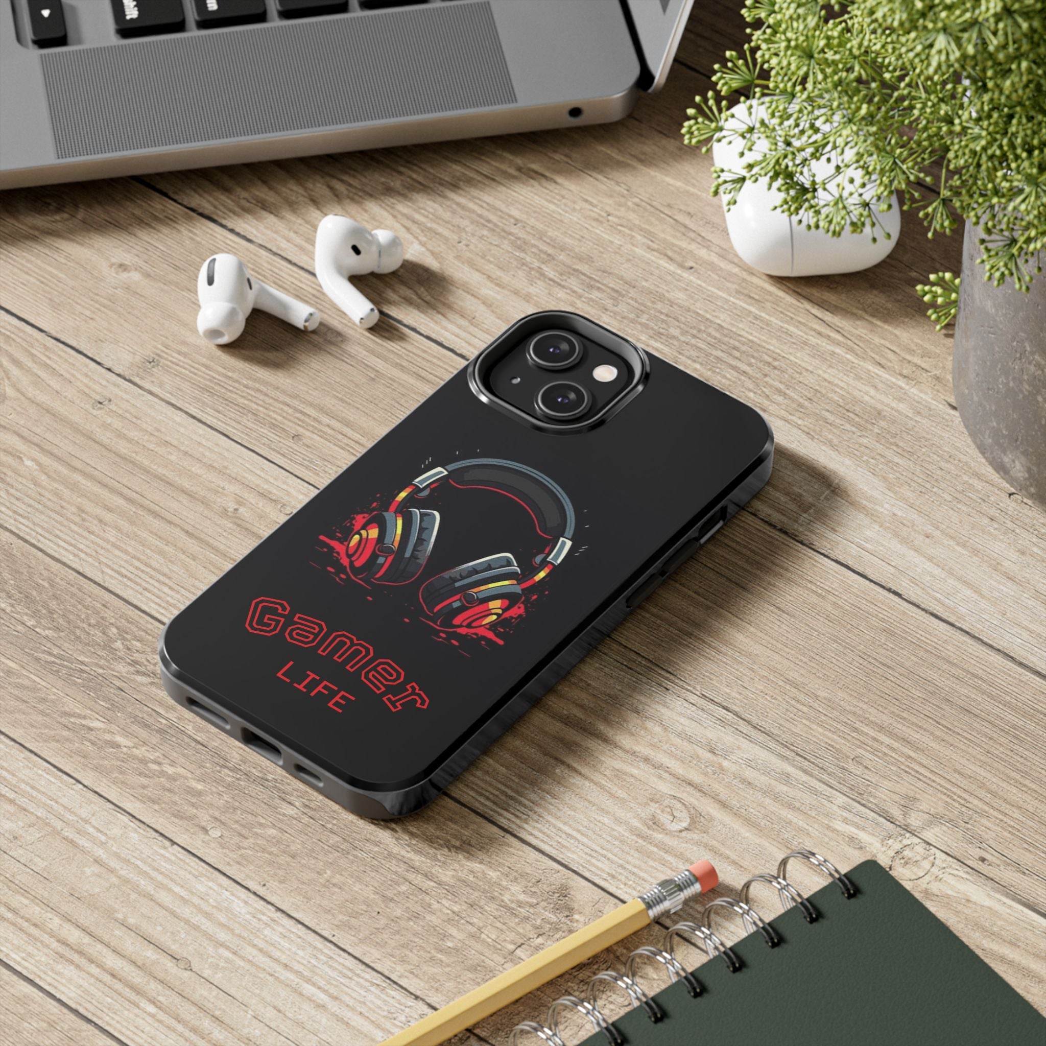Gamer Life Tough Phone Case with Gamer Headset Design