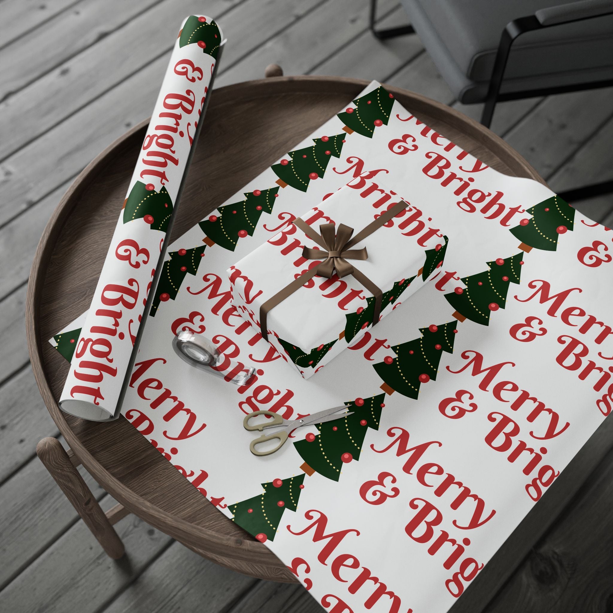 Festive Christmas Wrapping Paper with Merry Design