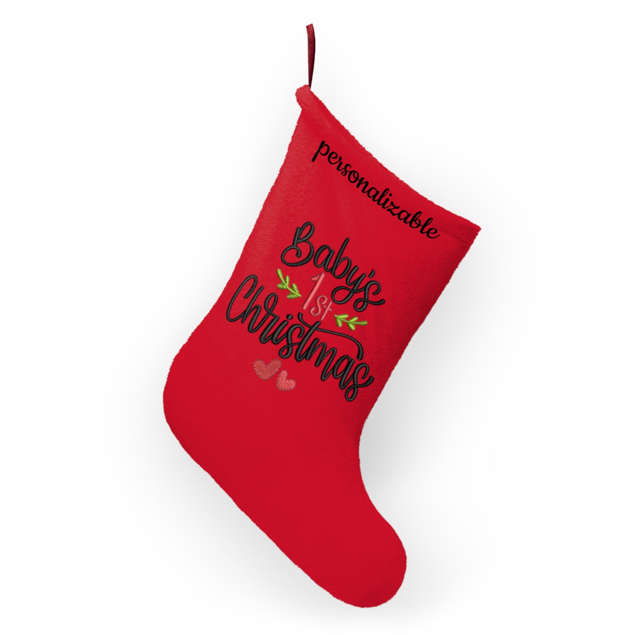 Baby's 1st Christmas Stocking - Festive Red Holiday Decor