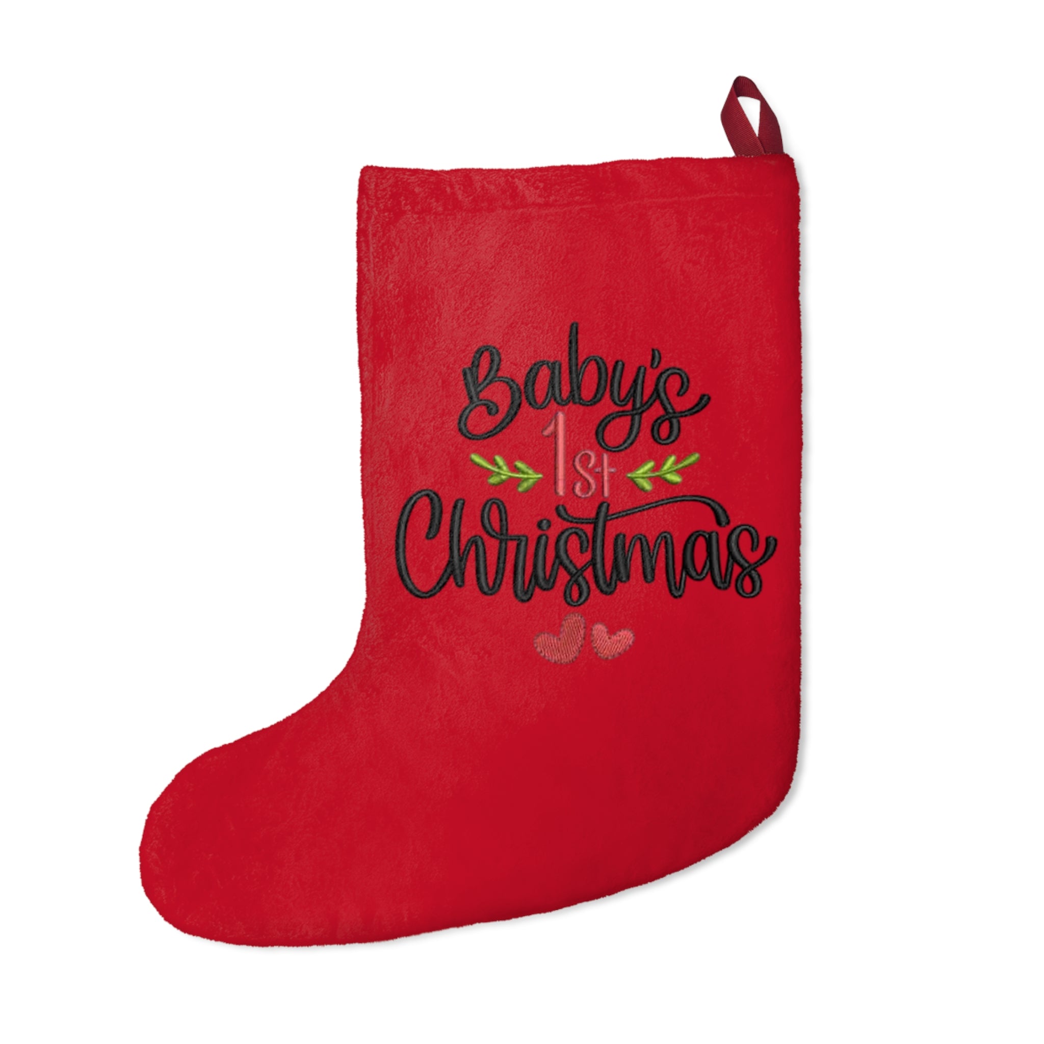 Baby's 1st Christmas Stocking - Festive Red Holiday Decor