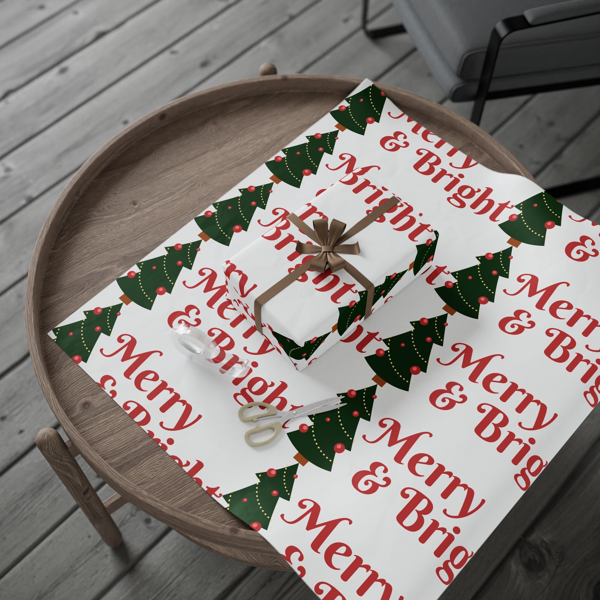 Festive Christmas Wrapping Paper with Merry Design